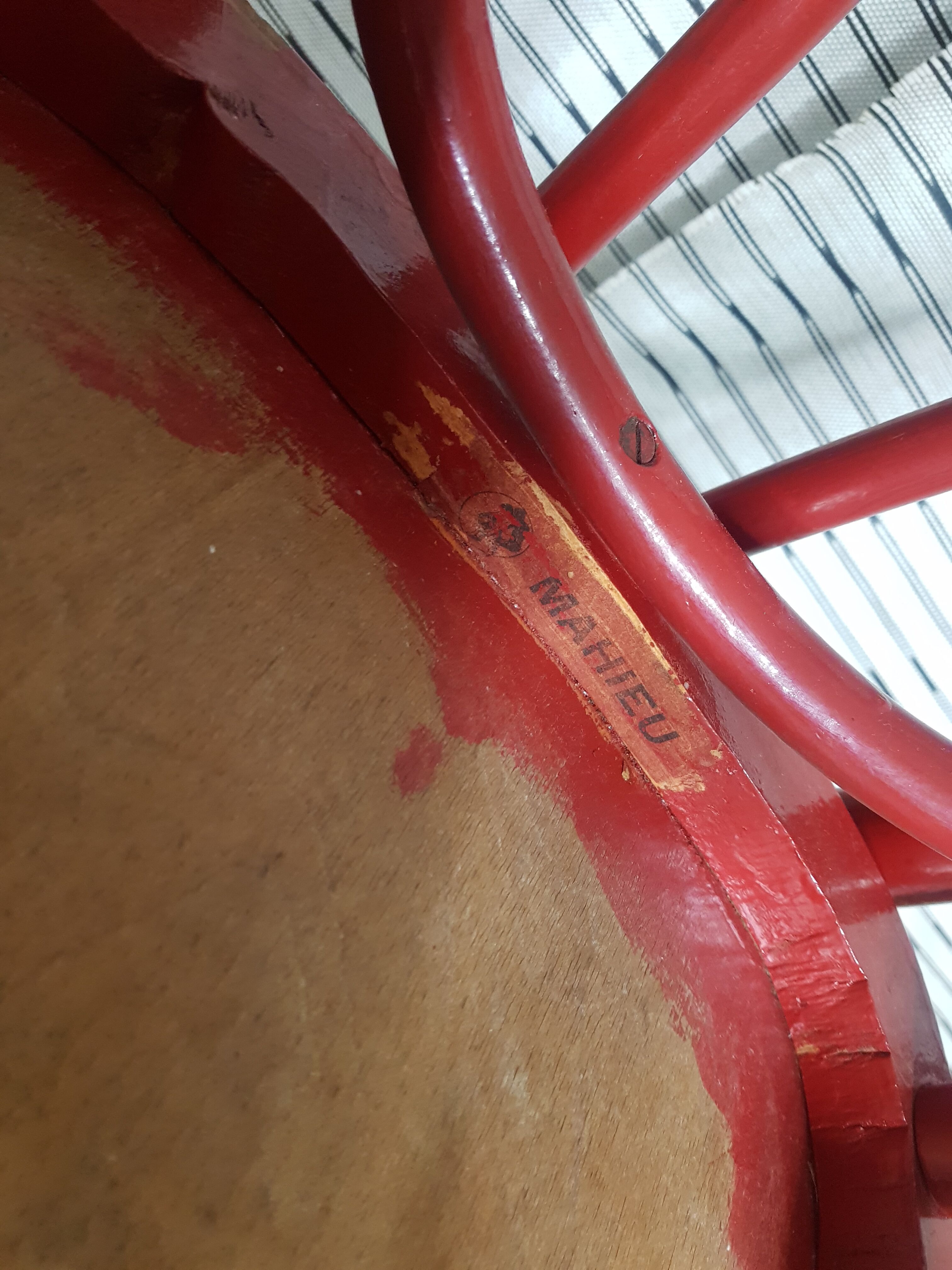 Pair of curved wooden Mahieu bistro chairs