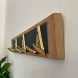 70s wall coat rack with brass hooks