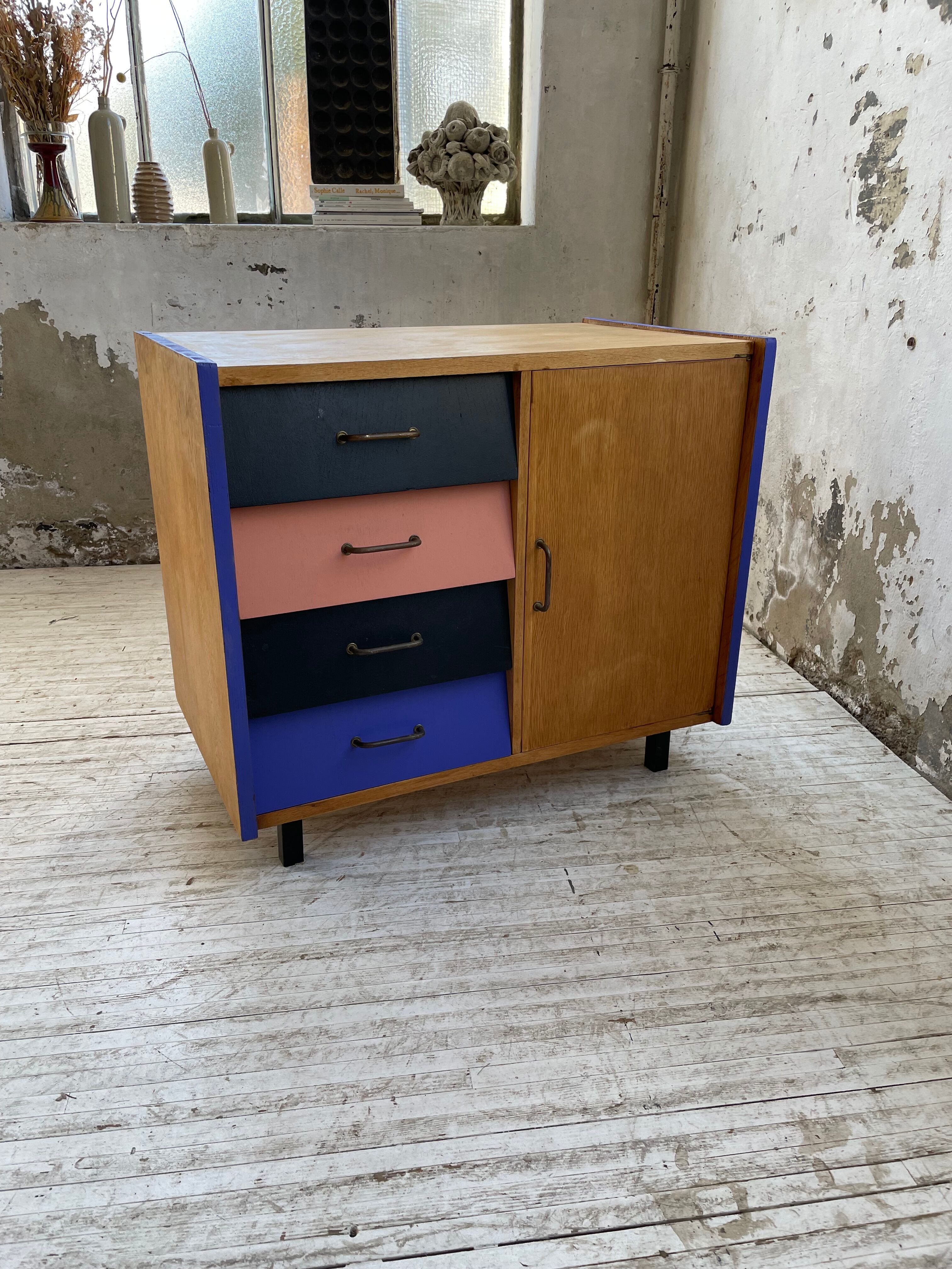 Meuble commode colorée années 60