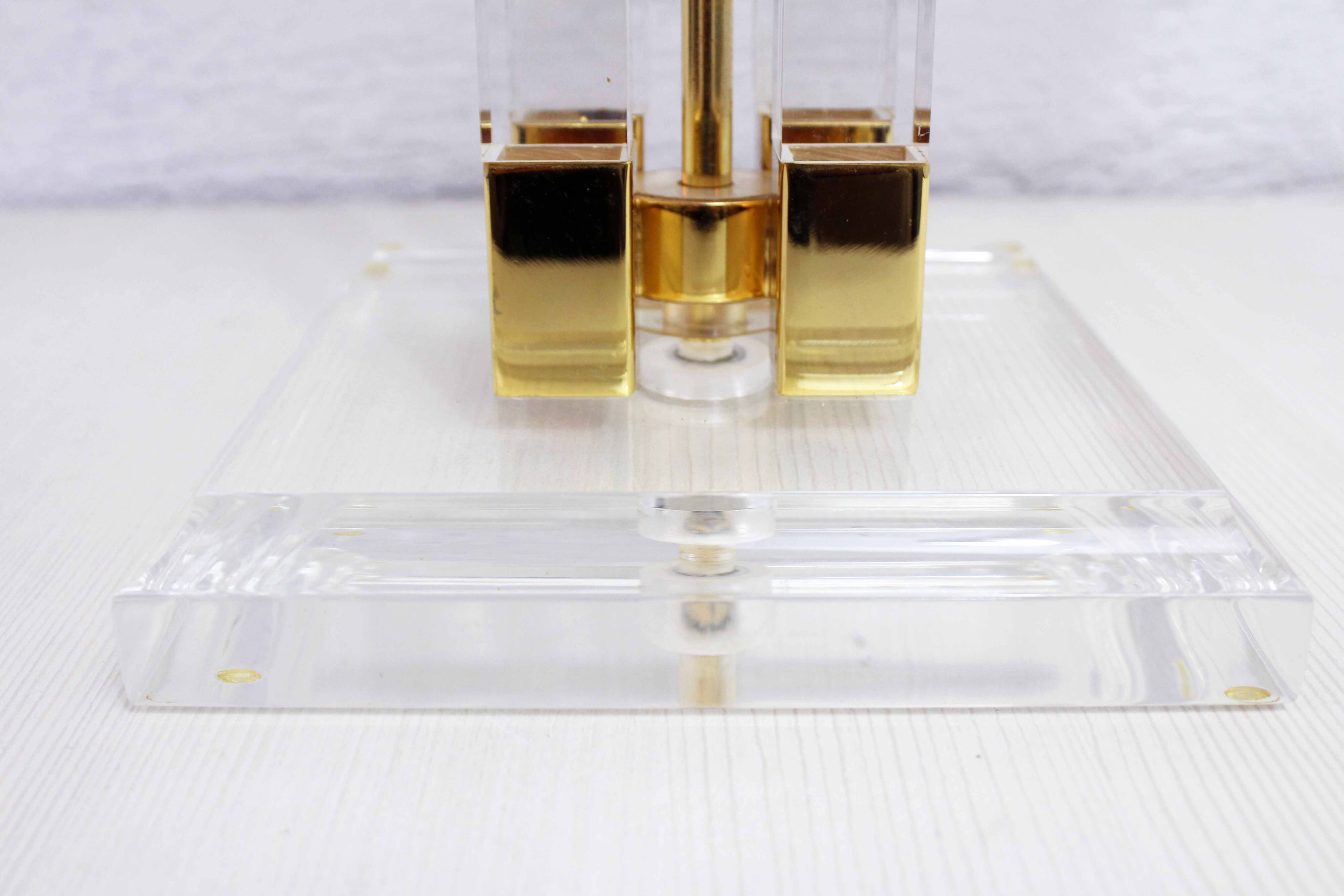 Hollywood Regency lamp in plexiglass and brass Faschian Design