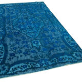 Hand-knotted unique anatolian 1980s 161 cm x 260 cm turquoise carpet