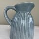 Large vintage pitcher in crackled celadon ceramic, beaded decoration.