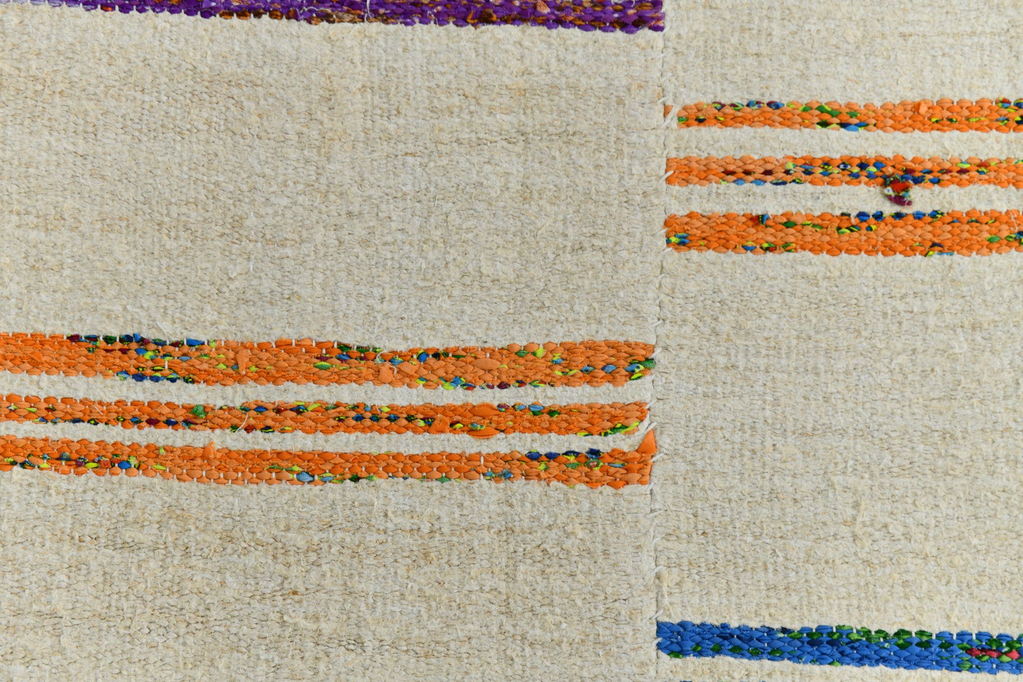 Tapis de chanvre vintage texturé neutre, 168x304cm