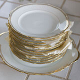 Sologne porcelain white and gold cake service