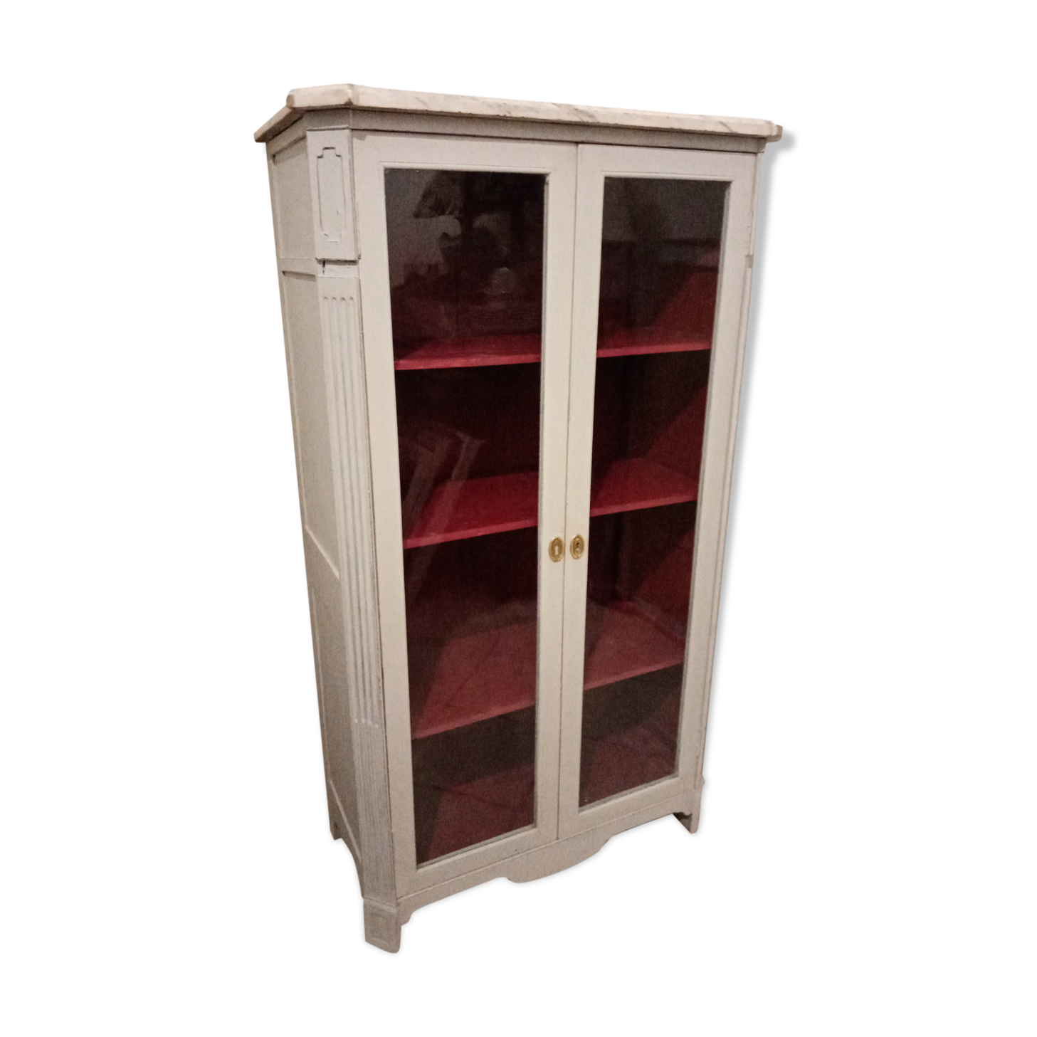 Silver library patina 2 doors on marble 147 x 81 cm