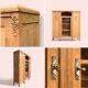 Asymmetrical Art Deco glass-fronted Parisian wardrobe in raw oak, 1930.