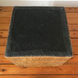 Vintage patchwork leather storage pouf circa 1960