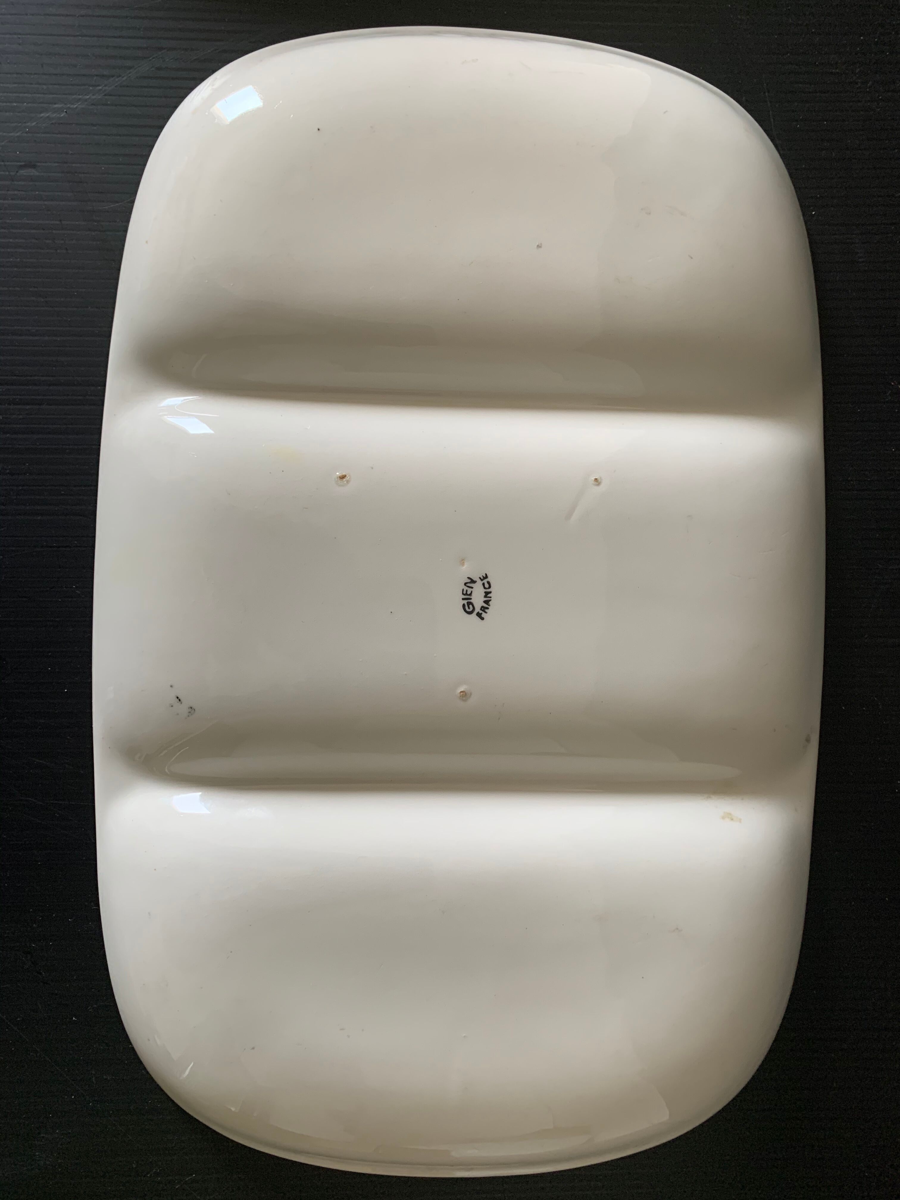 Multi-coloured earthenware dish from vintage Giens