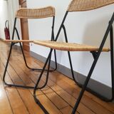 70s rattan folding chairs