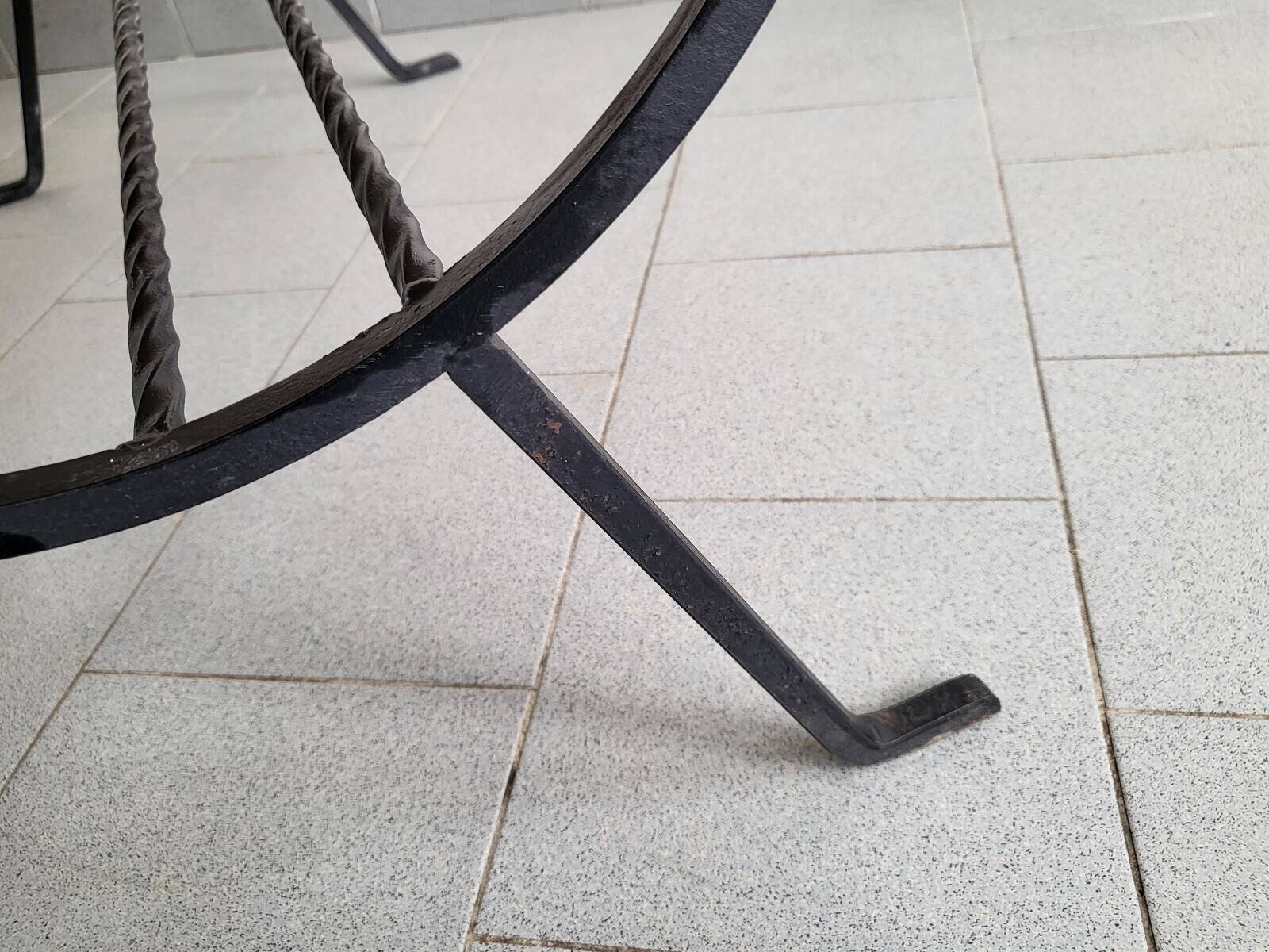 Vintage 1950 coffee table side table ceramic & metal hunting