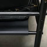 Arne Norell Sirocco Safari Lounge Chair in Black Leather and Stained Ash