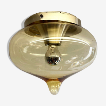 Plafonnier par Dijkstra Holland verre ambré lampe suspendue vintage