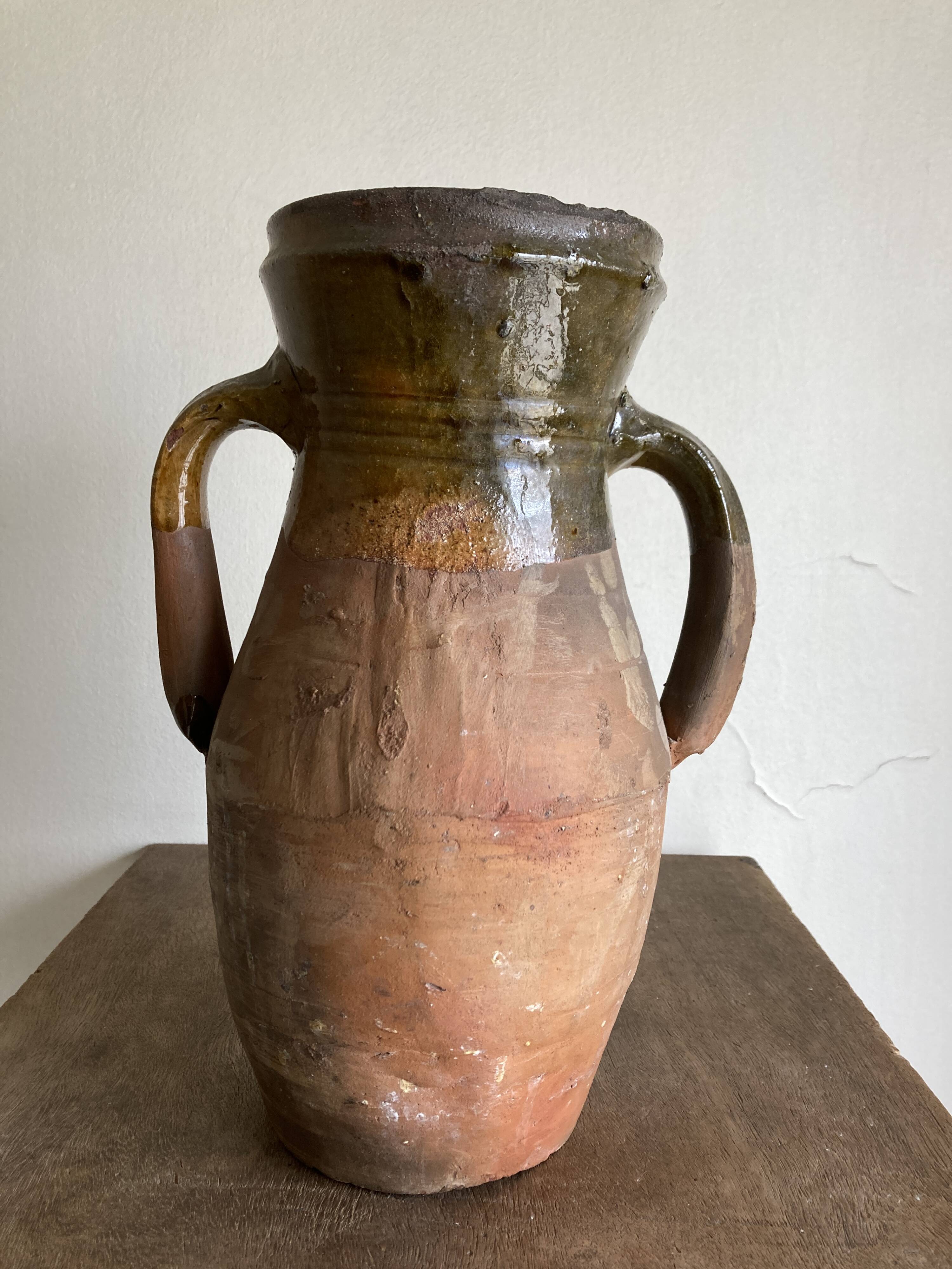 XL vase jar amphora in glazed terracotta