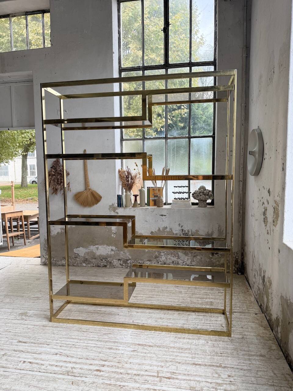 Brass shelf 1970 Belgo Chrom regency