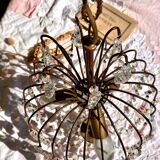Magnificent Cascade Chandelier in Brass & Crystal Glass 1970s Vintage