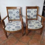 Pair of 19th century restoration armchairs in cherry wood
