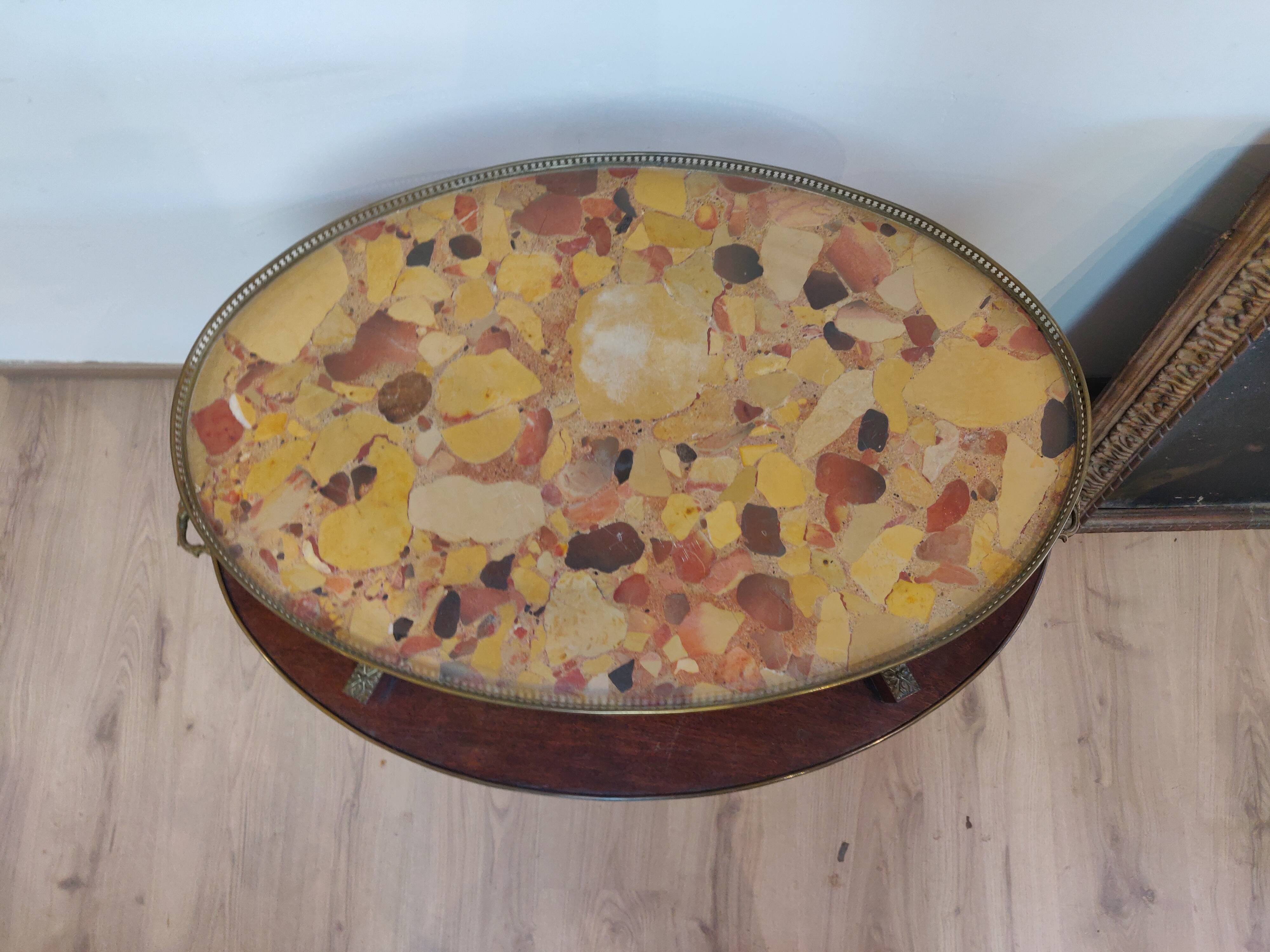 Tea table style louis xvi wood and bronze