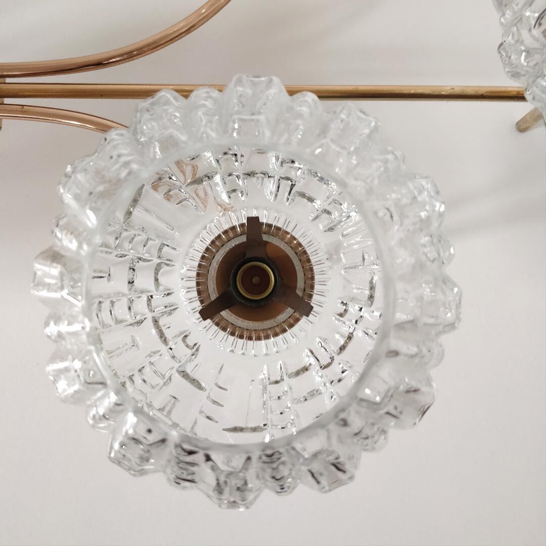 60s brass and glass globes chandelier