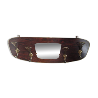 Porte-manteau mural vintage avec miroir – Années 50/60