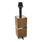 Vintage Modernist Table Lamp Base – Cork and Chrome Design — 1970s