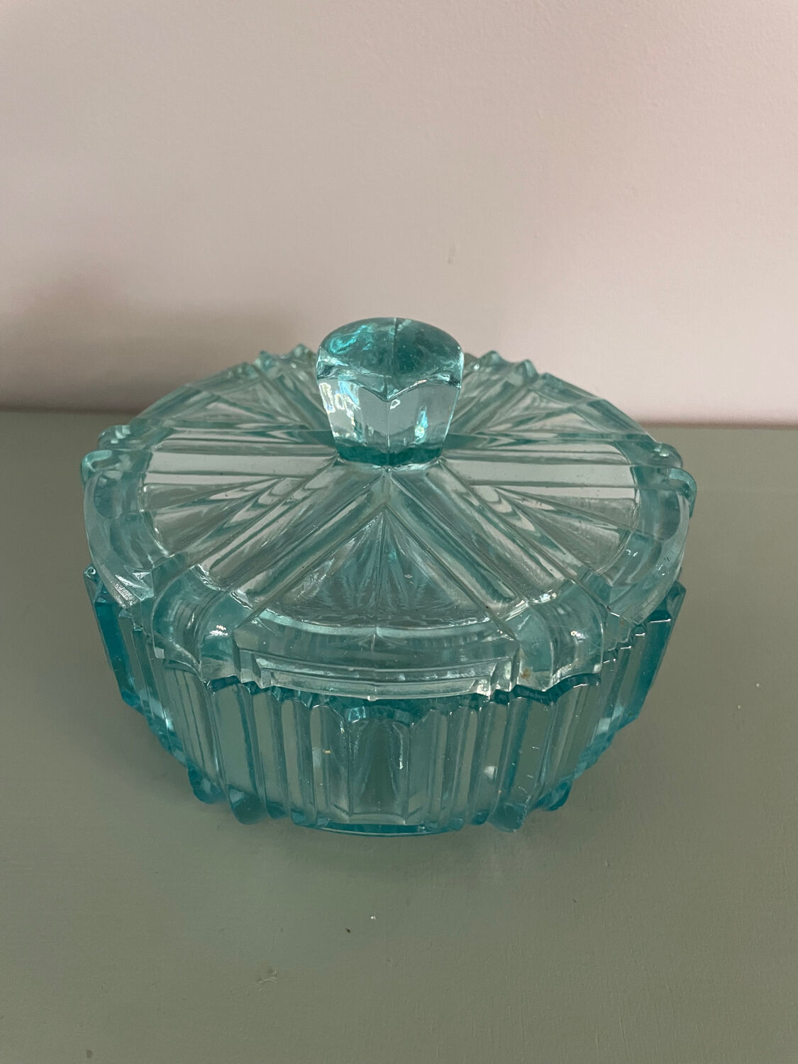 Blue glass bonbonnière, glass box