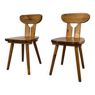 Brutalist solid pine chalet style chairs