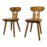 Brutalist solid pine chalet style chairs