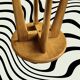 Scandinavian style stool in solid wood, splayed legs, 1960s.