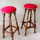 Pair of antique high stools in solid wood