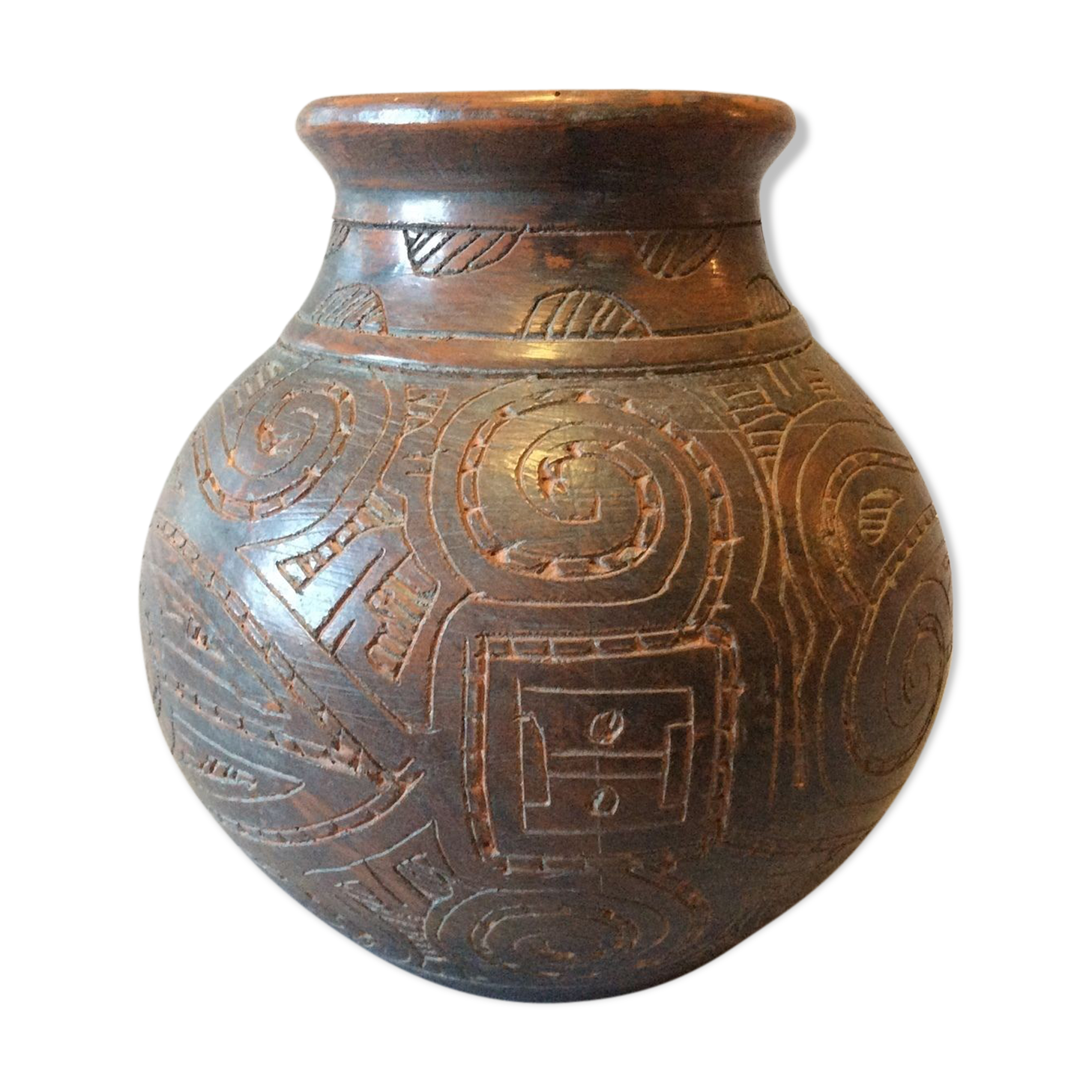 Ceramic vase with incised decoration West Africa circa 1935
