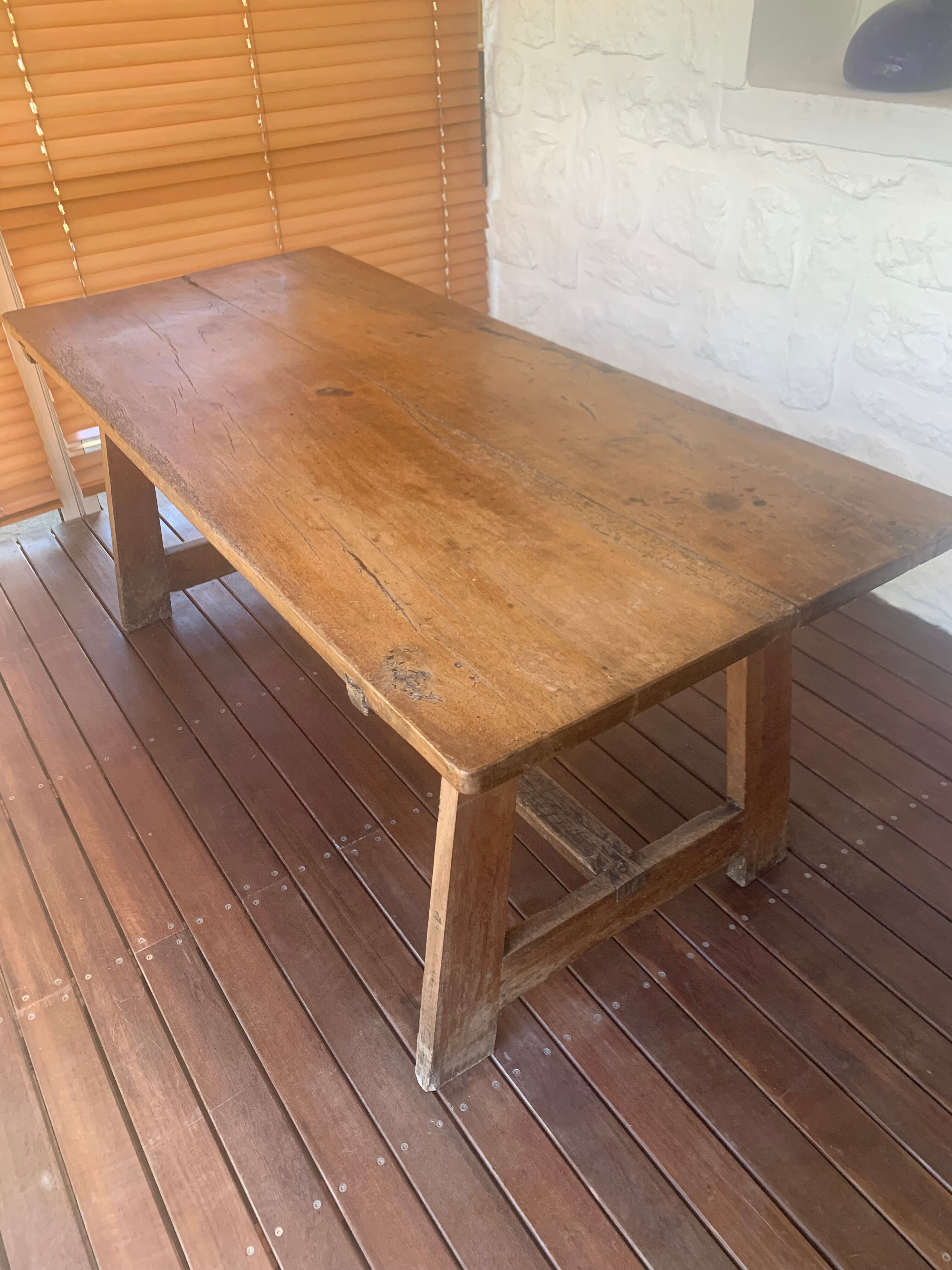 Large antique farmhouse table in solid wood – country/monastery spirit