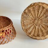 Set of 2 vintage rattan baskets