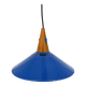 Vintage pendant light in blue metal and wood
