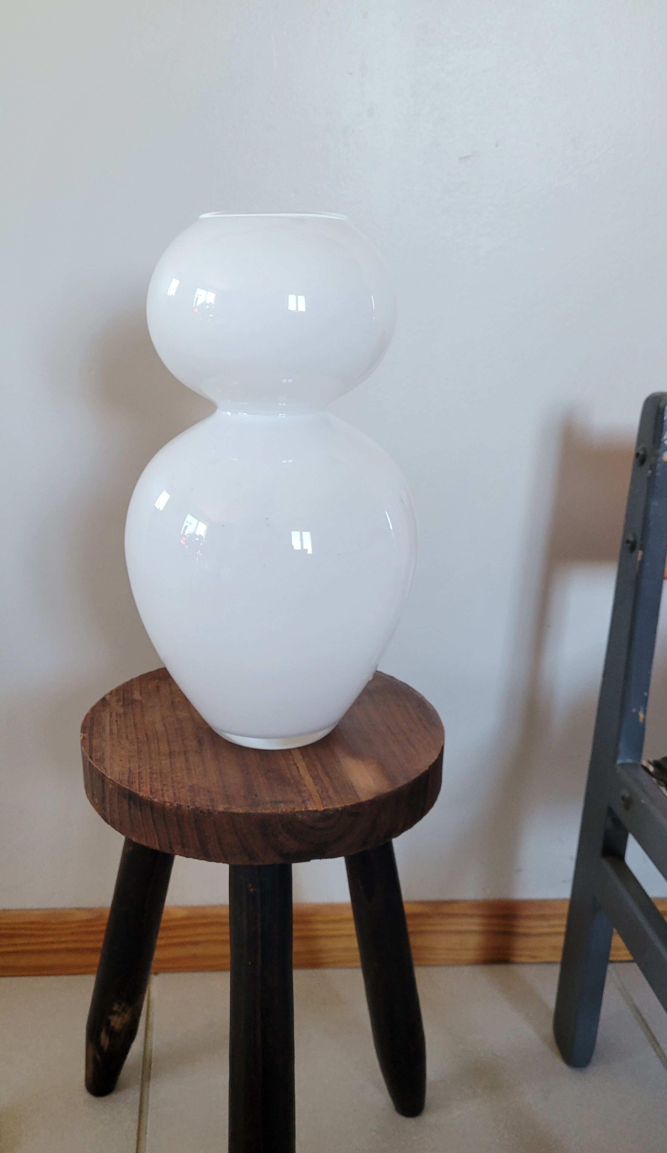 White opaline bubble vase