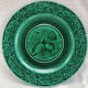 3 dessert plates XIX Sarreguemines Majolica shaded enamel Rubelles