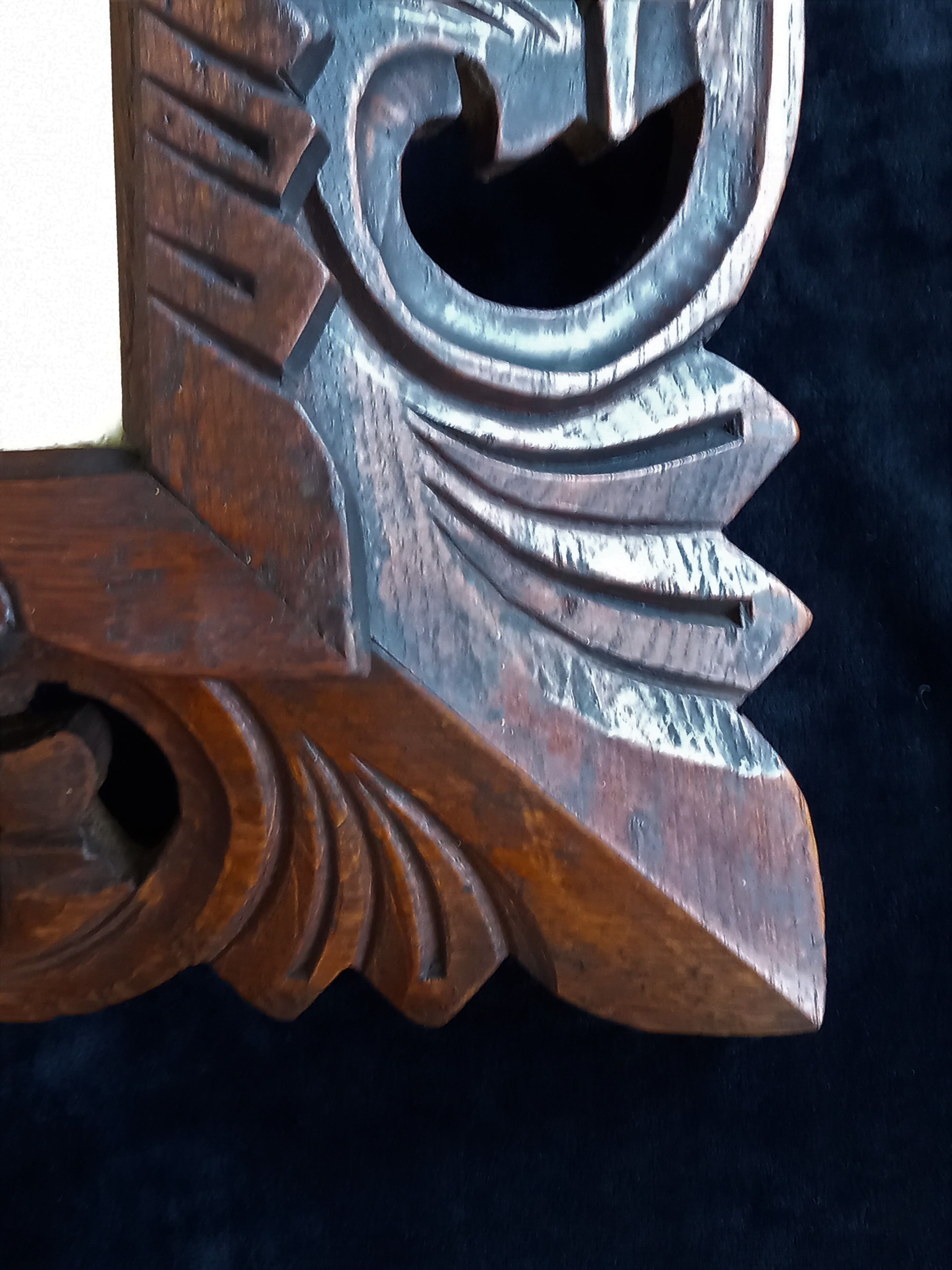 Antique oak mirror carved baroque style