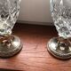 Pair of glass and silver metal ewers