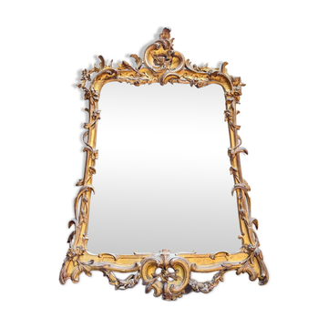 Louis XV period wooden and gilded stucco mirror, 18th century