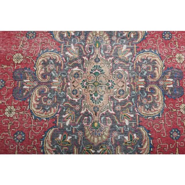 1970s Vintage Persian Handmade Wool Cotton Red Oversized Area Rug 282x360