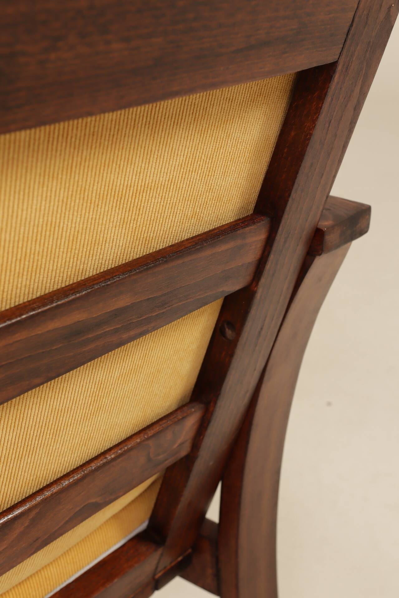 Pair of vintage curved beech armchairs, refurbished – Corduroy fabric