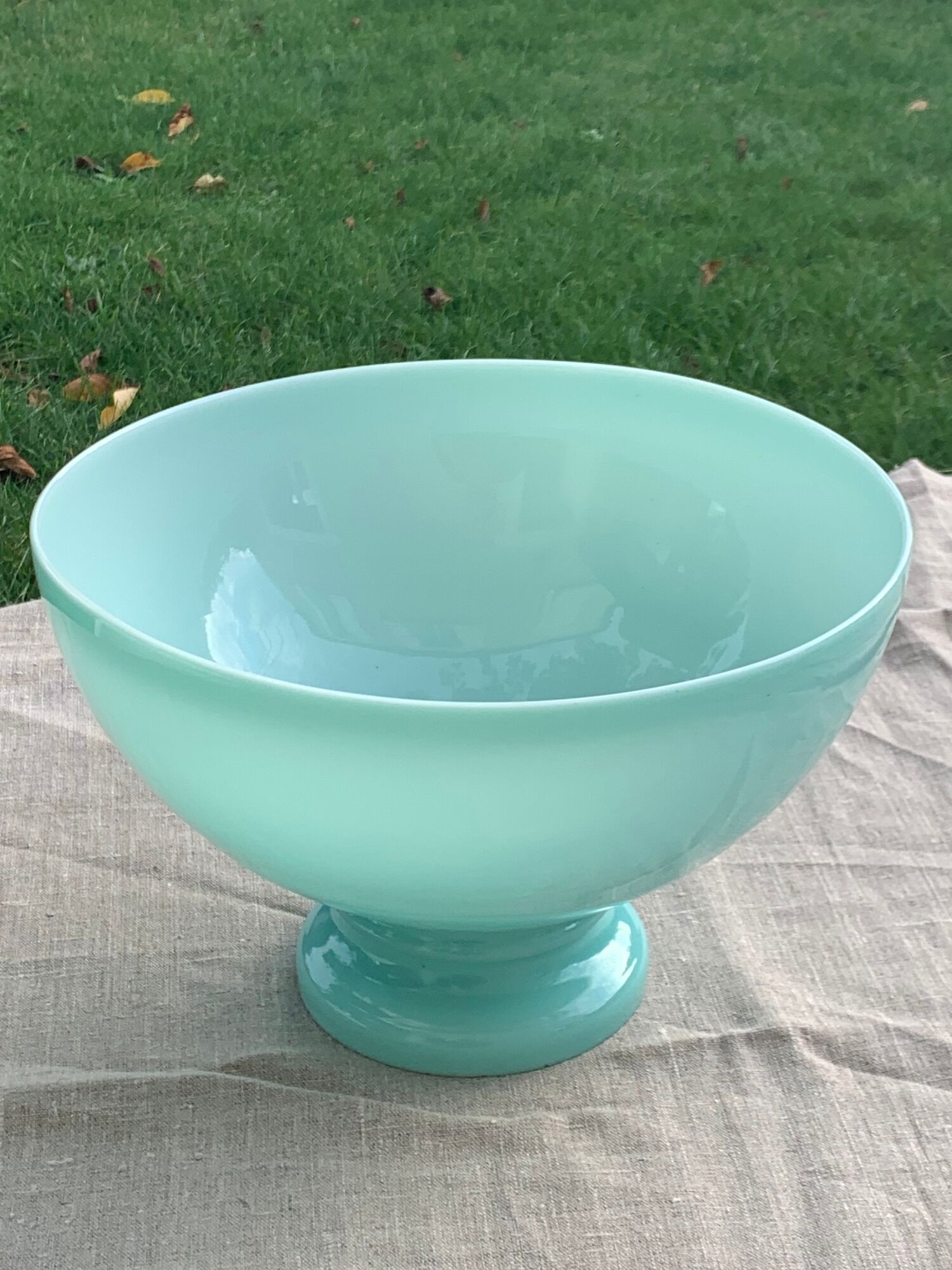 Mint green opaline globe for lamp or vintage kerosene lamp