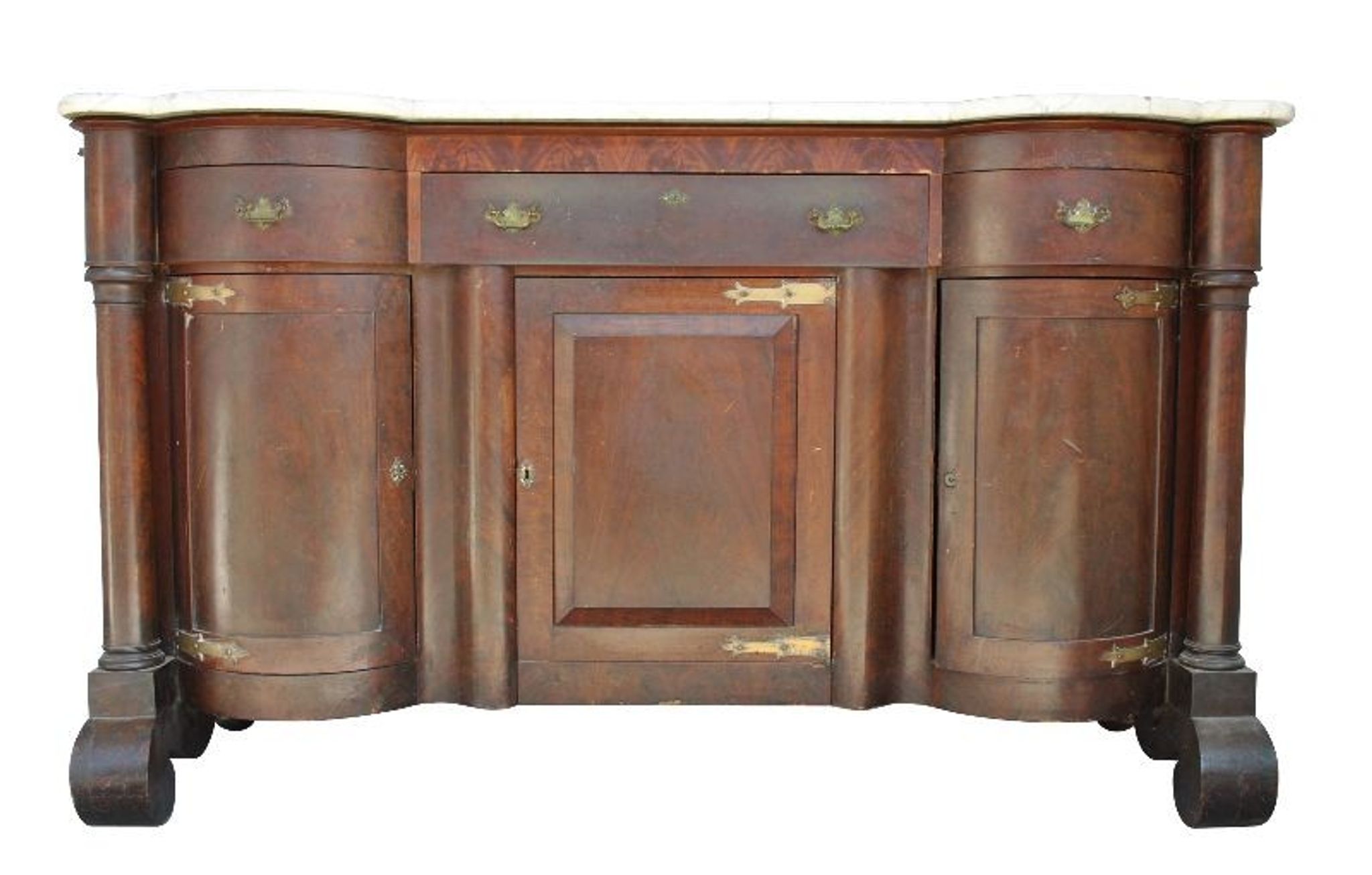 Credenza in mahogany door flame time XIX