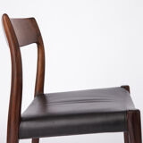 Mid century Rosewood dining chair with leather seat by Niels O. Møller for J.L. Moller