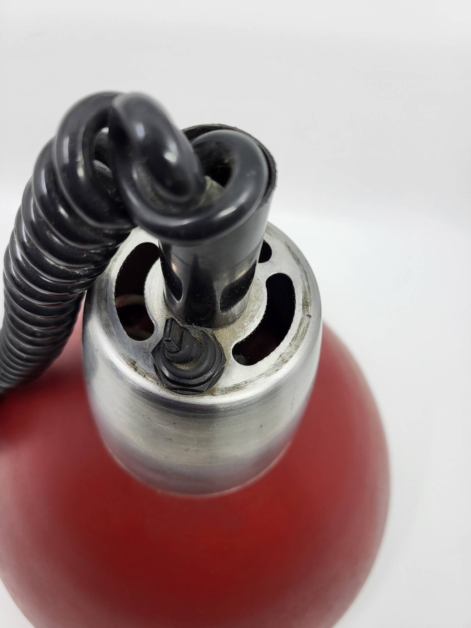 Vintage 1950s Red Metal Industrial Pendant Light