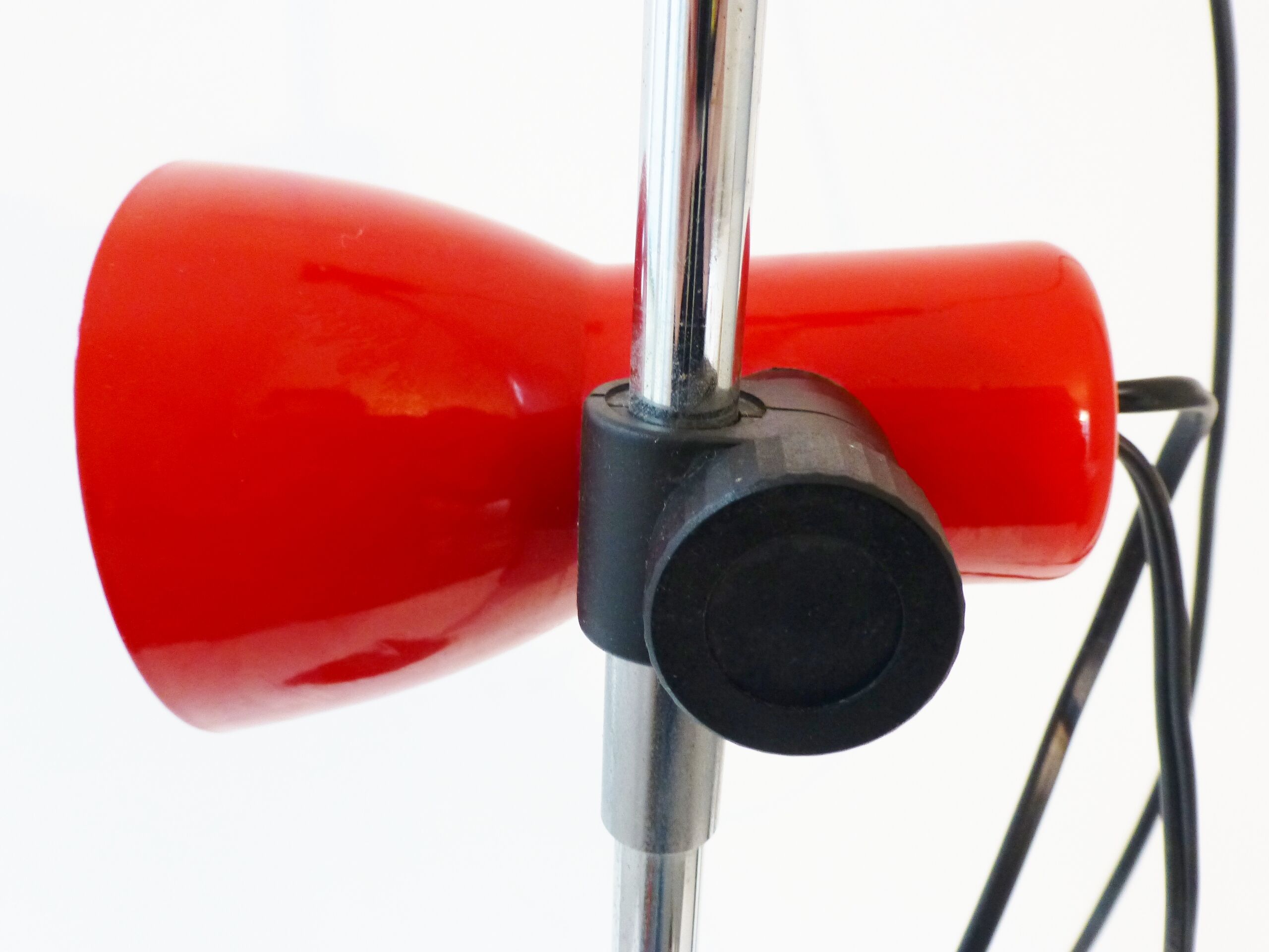 Lampadaire à double spot rouge en tôle 1970 vintage design 70's