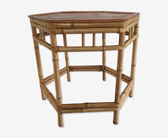Table hexagonale en bambou vintage
