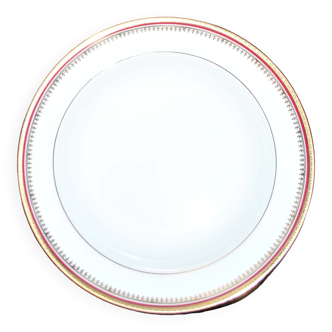 Lot 9 hollow porcelain plates of LIMOGES Gold + rose border by JAMET SEIGNOLLES