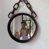 Brutalist mirror with metal chain from the 50s