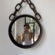 Brutalist mirror with metal chain from the 50s