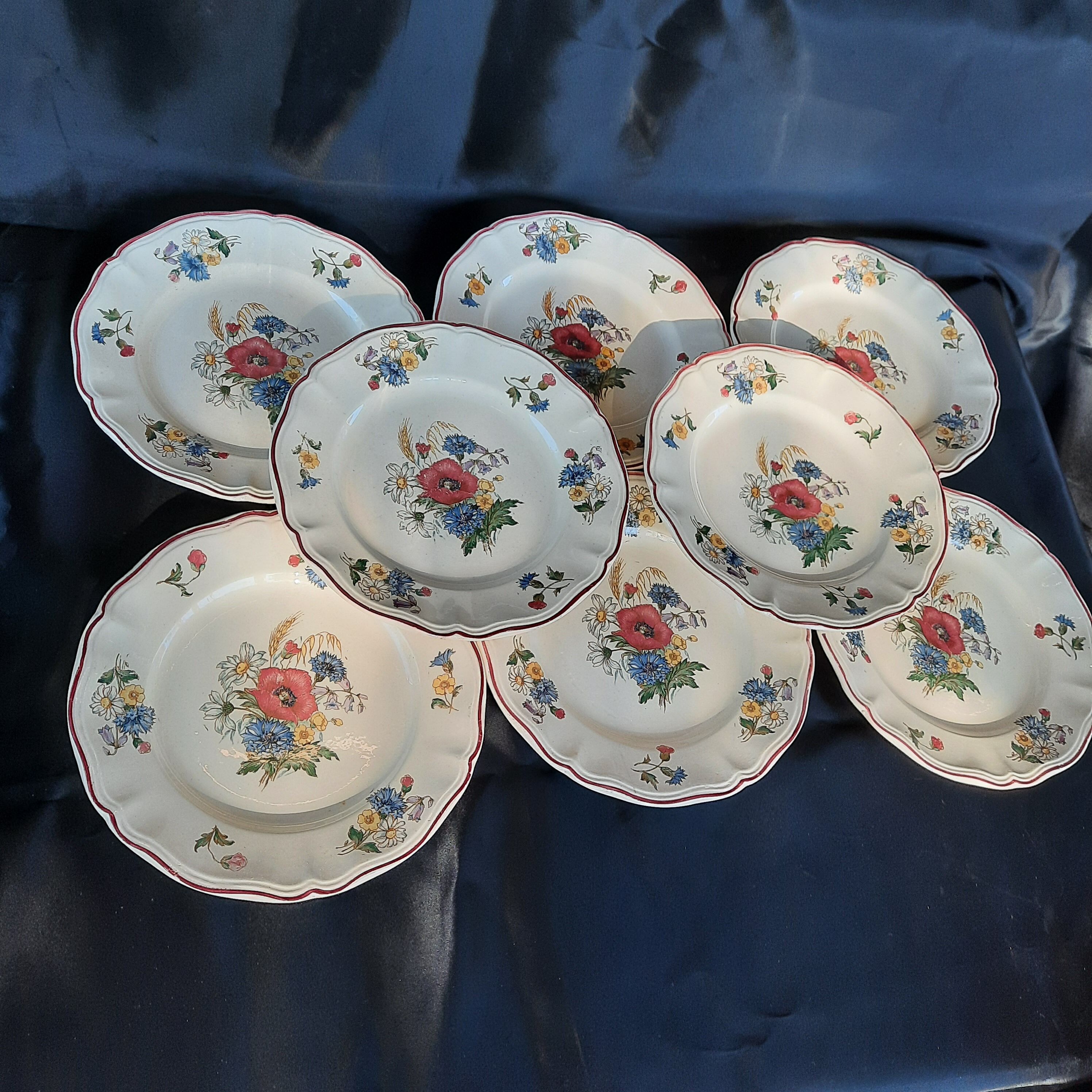 8 petites assiettes de sarreguemines série agreste